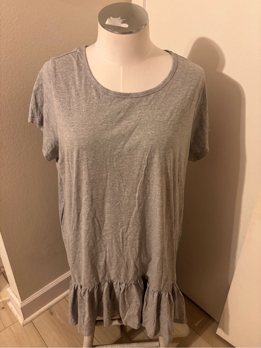 Women’s Gray Maxi Skirt with Ruffle Hem